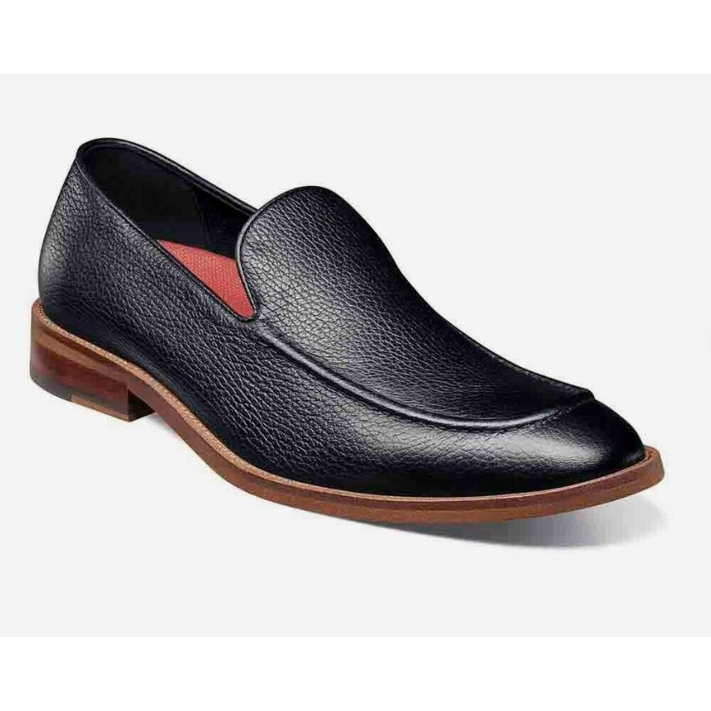 Stacy Adams Prentice Moc Toe Slip-On Loafers -Black Leather - size:9.5